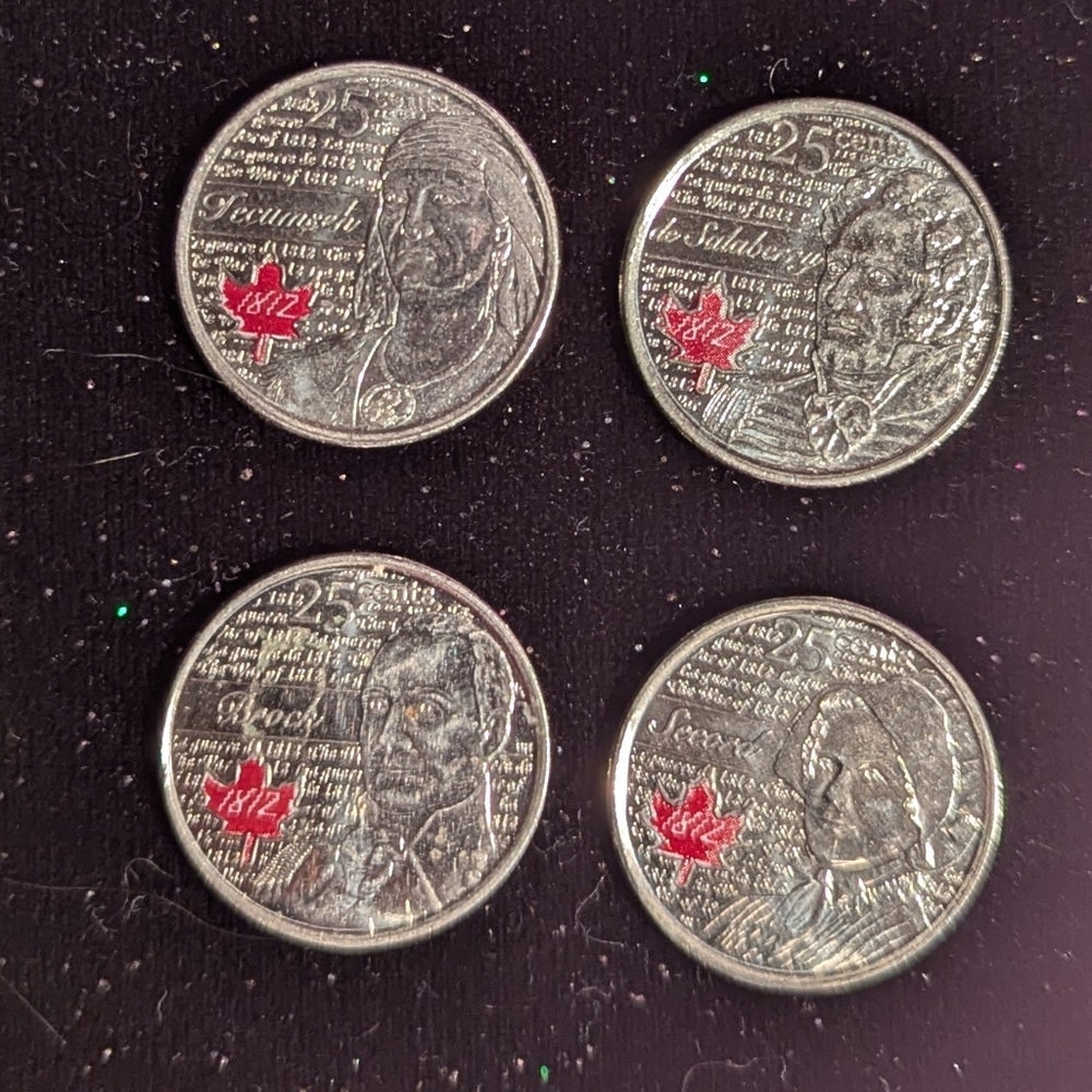 Full Set Of 4 Coloured 25¢ Coins